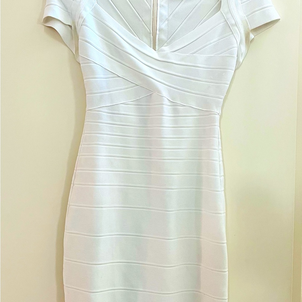 Herve Leger White Bandage Dress